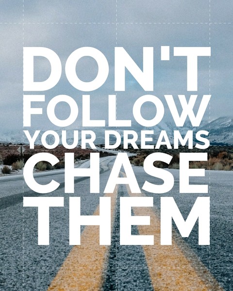 Don't follow your dreams, Chase them