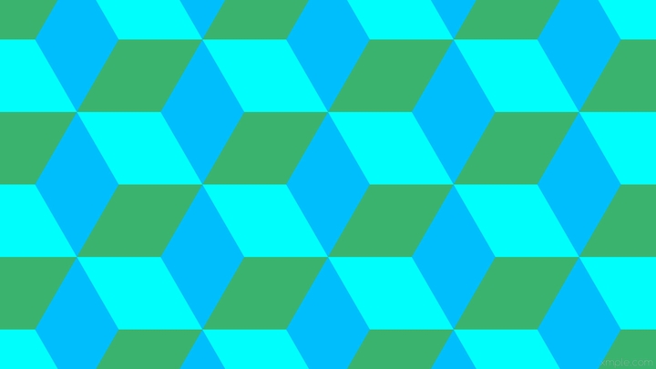 Color 3d cube Cyan blue green