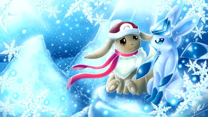 Cuteeee Pokemon Eveee with Glacion.