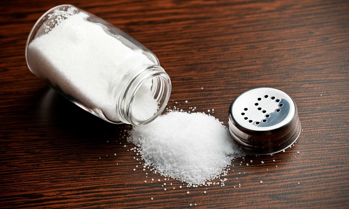 spilled shaker of salt