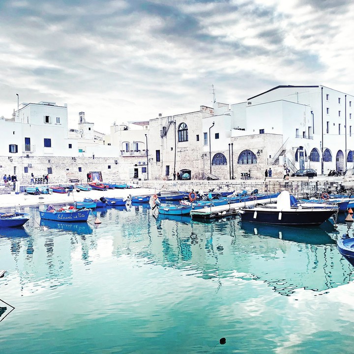 Blue and white