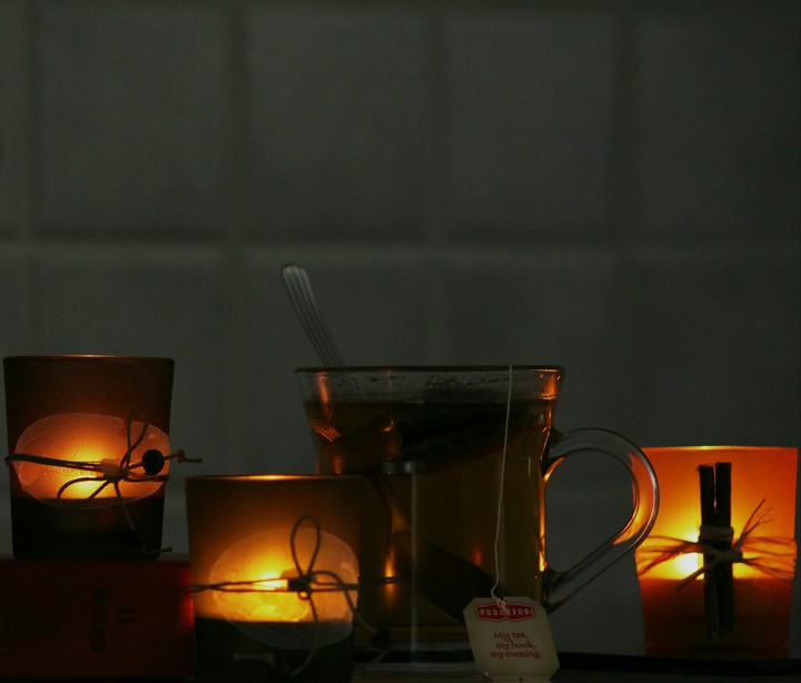 My tea,my book,my evening.