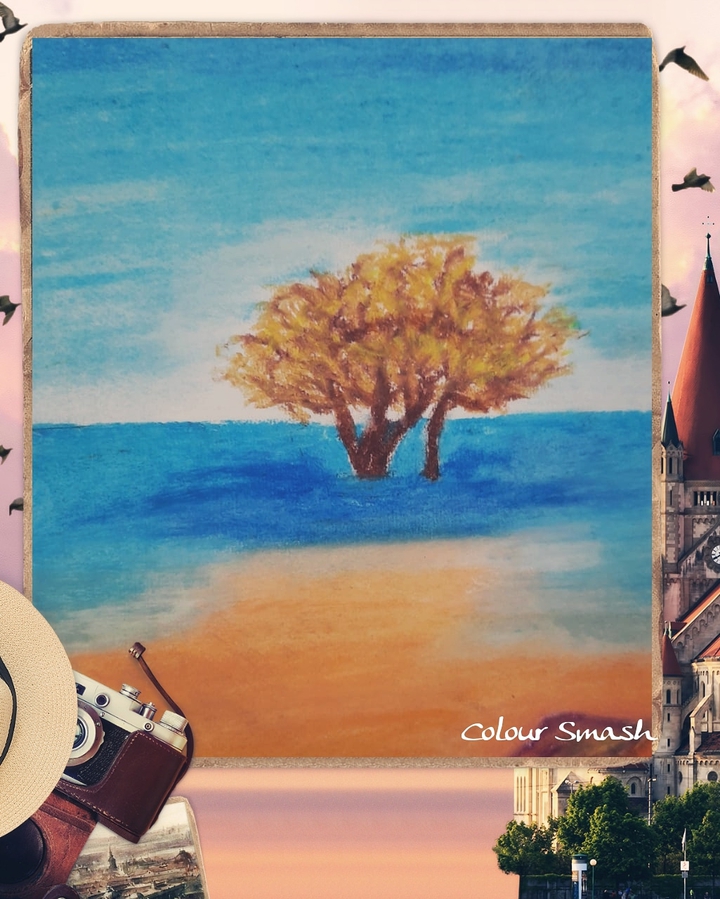A tree in the orange water
