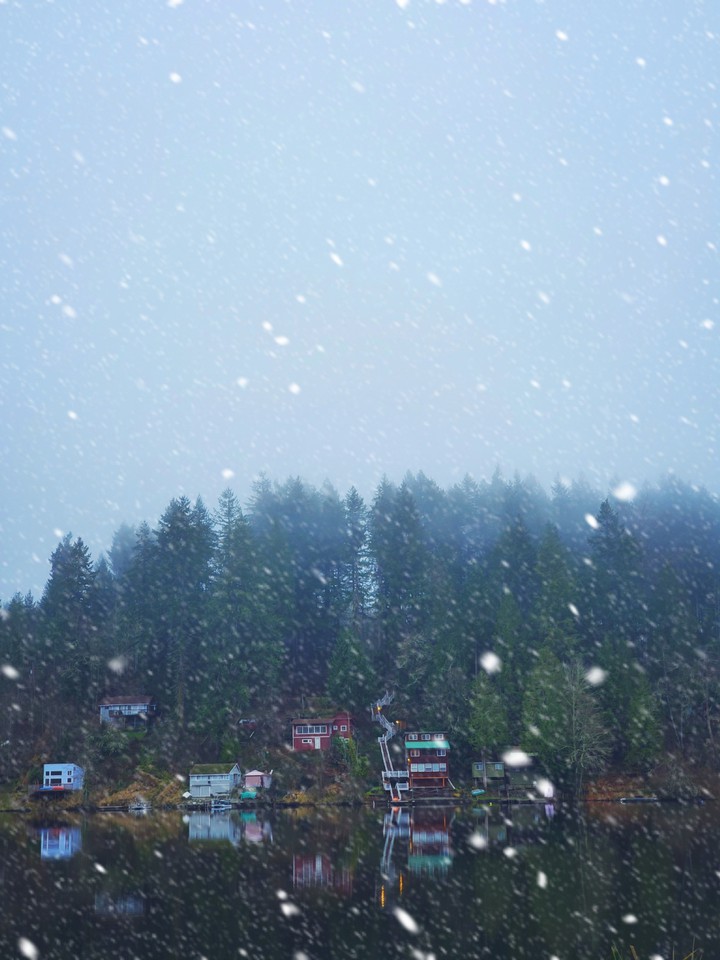 snow on lake