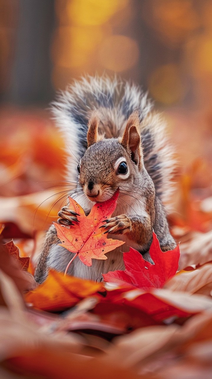 SQUIRREL EATING A LEAF