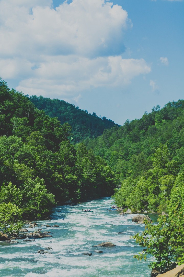 down the river!