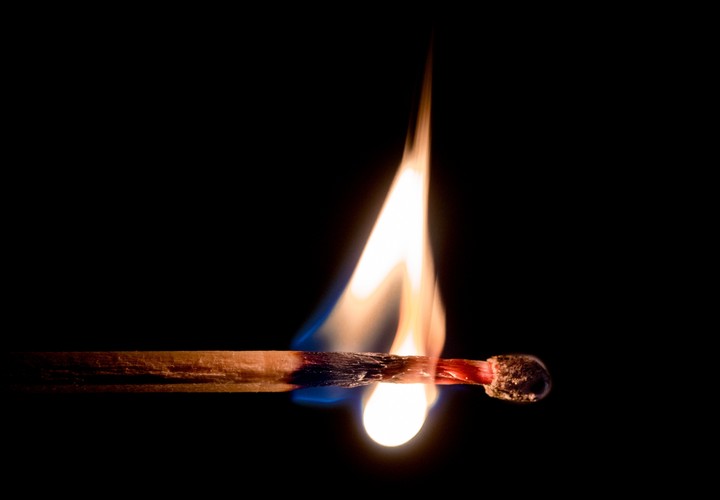 Burning match.