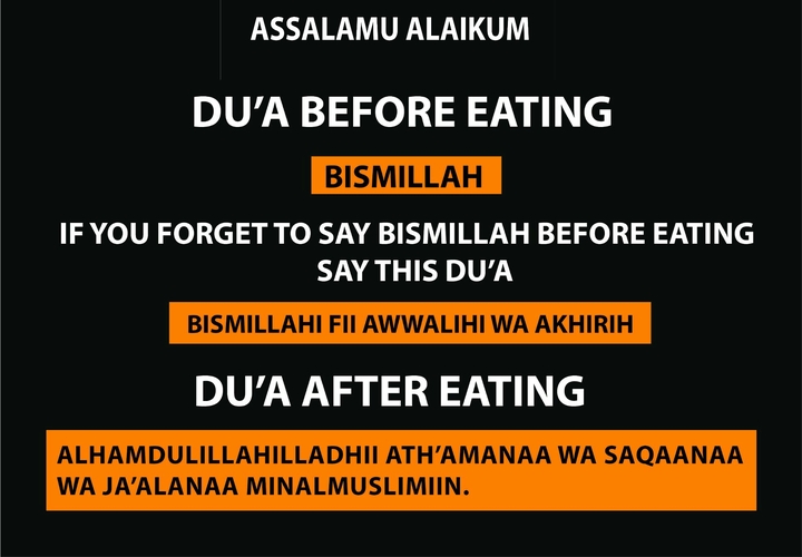 Dua for before, mid and after eating.