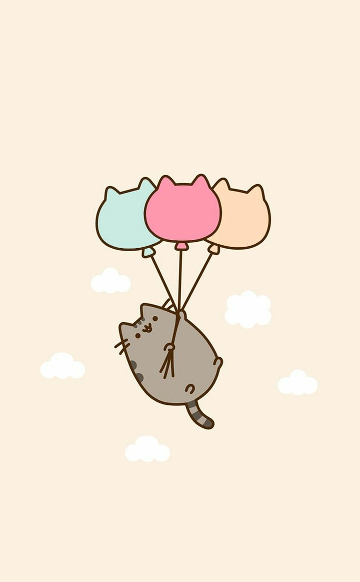pusheen cat with cat balloon