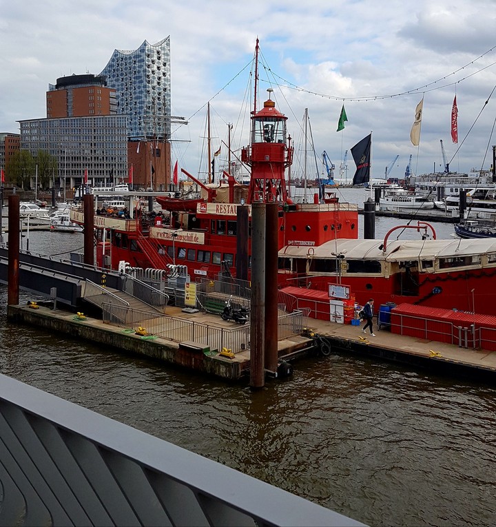 Hamburger harbour..at the Landing bridges..