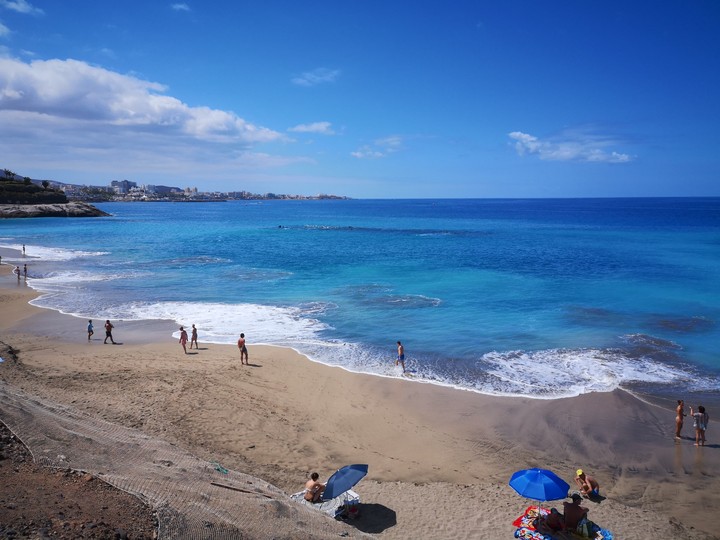 Tenerife Beach, Blue Sea and Parasols