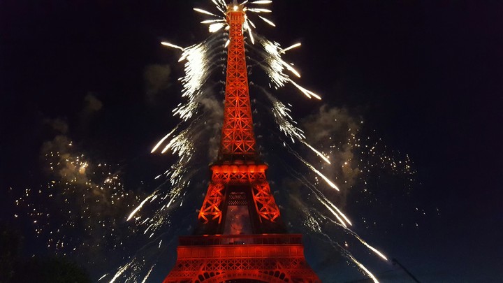 Eiffel Tower with fireworks