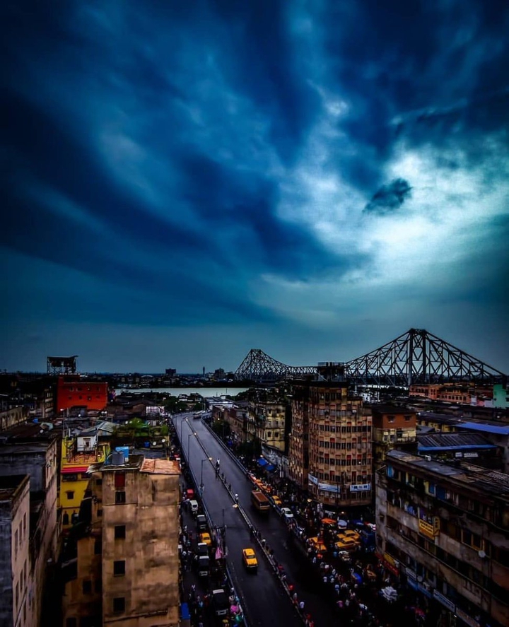 Thick black clouds in the sky