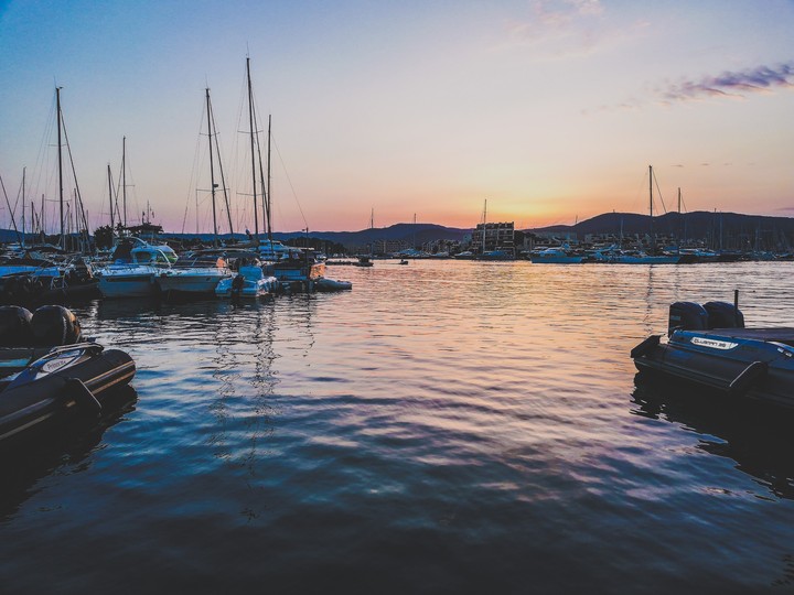 Sunset in a harbor