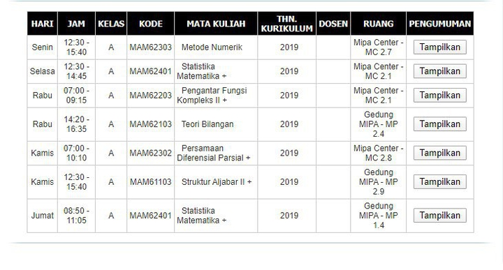 JADWAL GENAP 2020