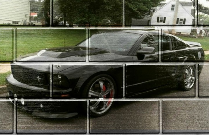 new age graffiti art: sleek black mustang!