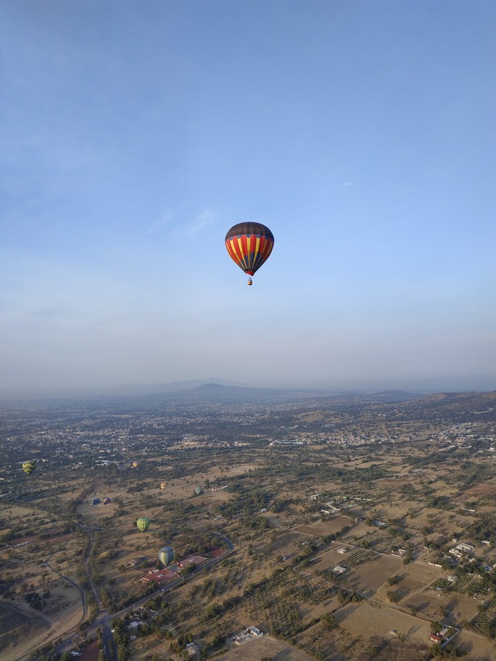 View from my hot air balloon in Teotihuacan, Mexico