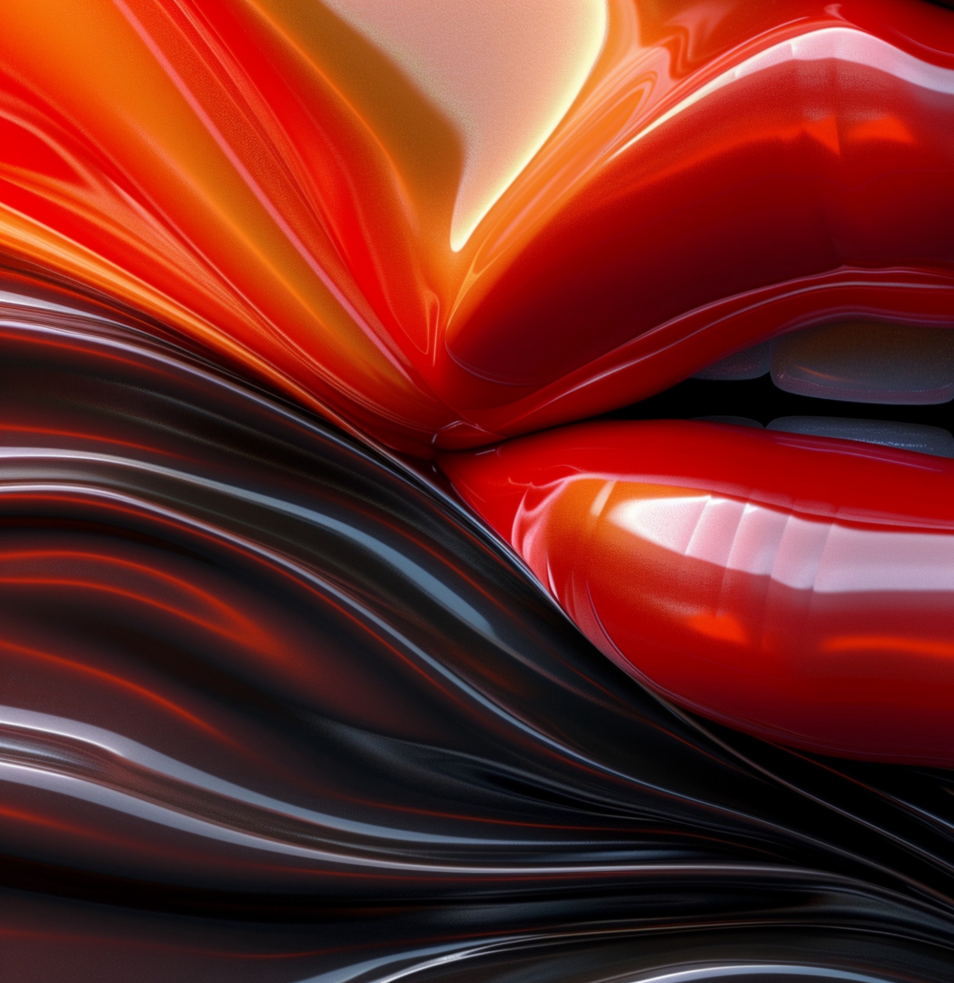 lips emerging through liquid glossy texture wallpaper background