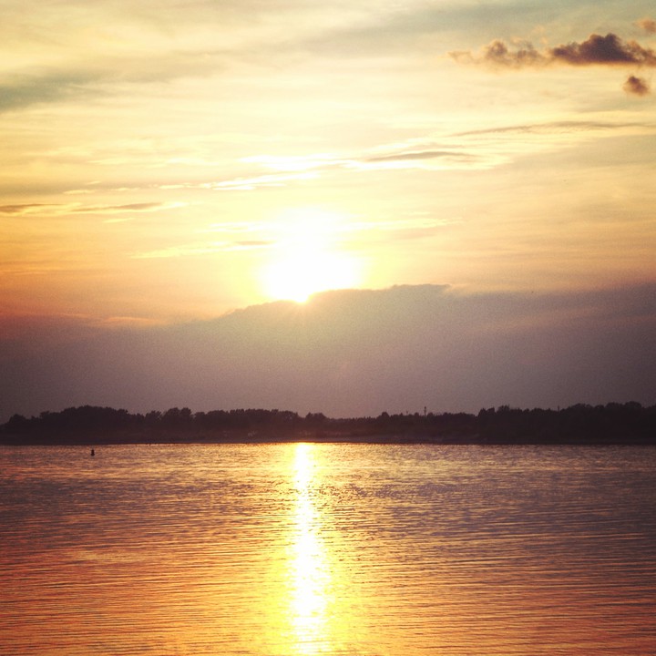 Sunset on Kama river