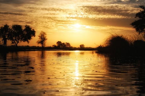 flood in the field at the evening