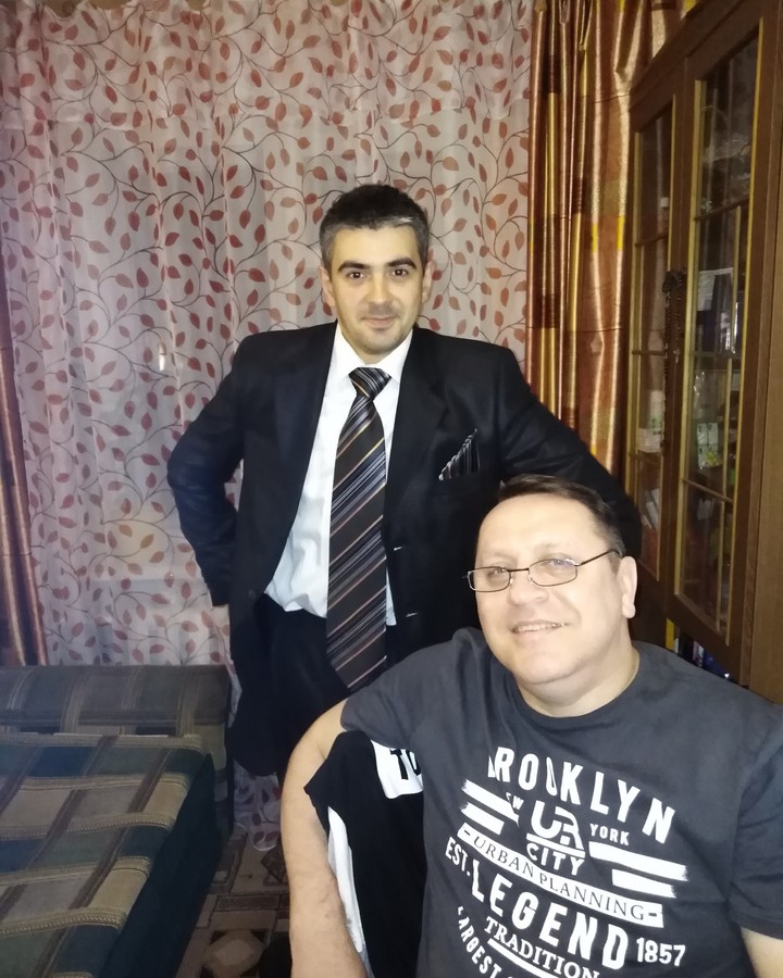 With my son.