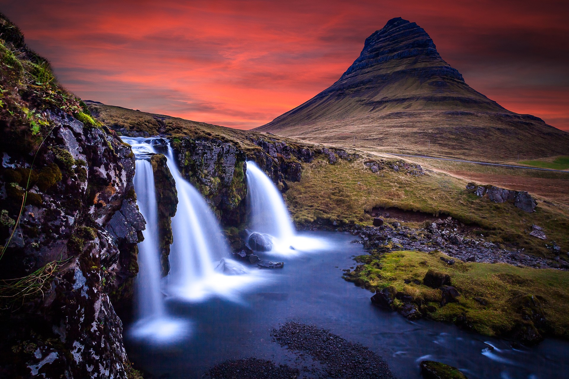 Sunset Over the Waterfall