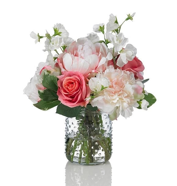 sweet bouquet of peonies, roses, sweet pea