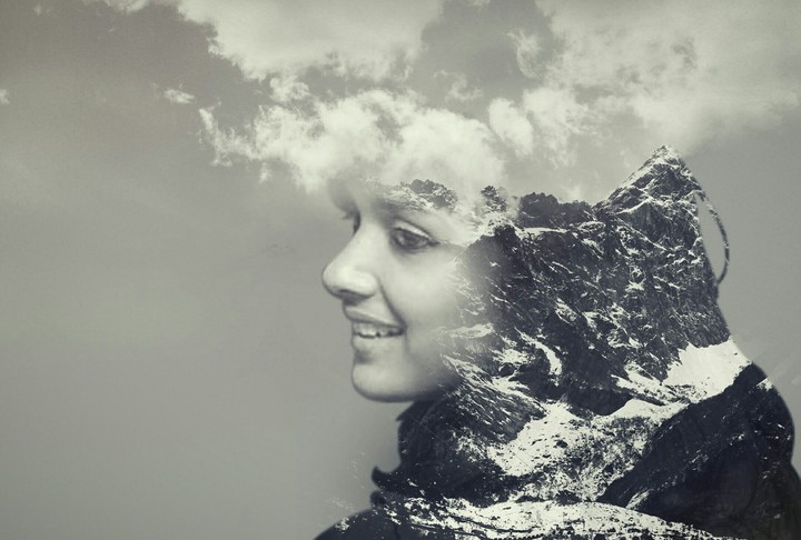 Sky, Girl & Mountains