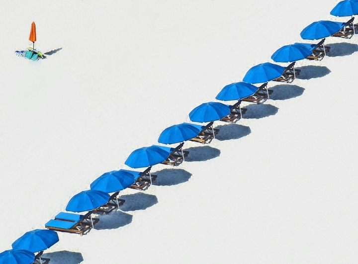 blue parasols