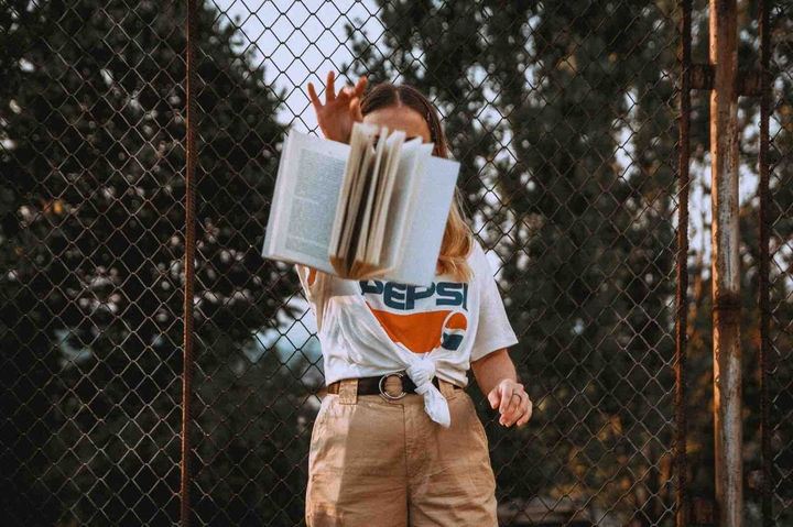 The girl with book