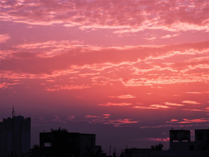 red sky.