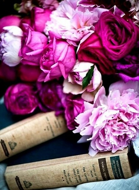 book and roses.