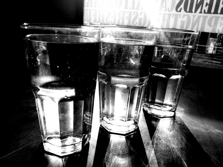 Black and White water glass