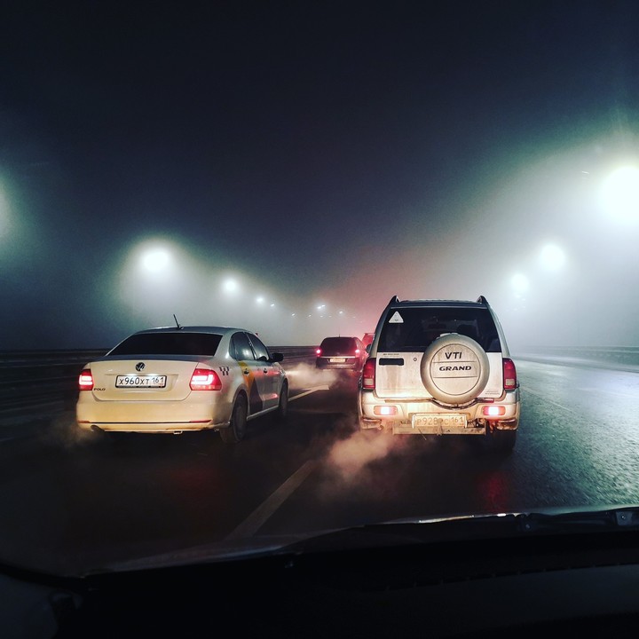 Mist on road