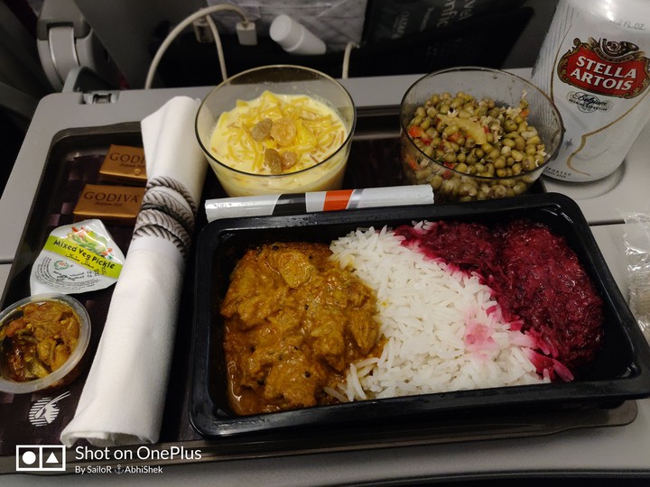 Emirates flight Dinner