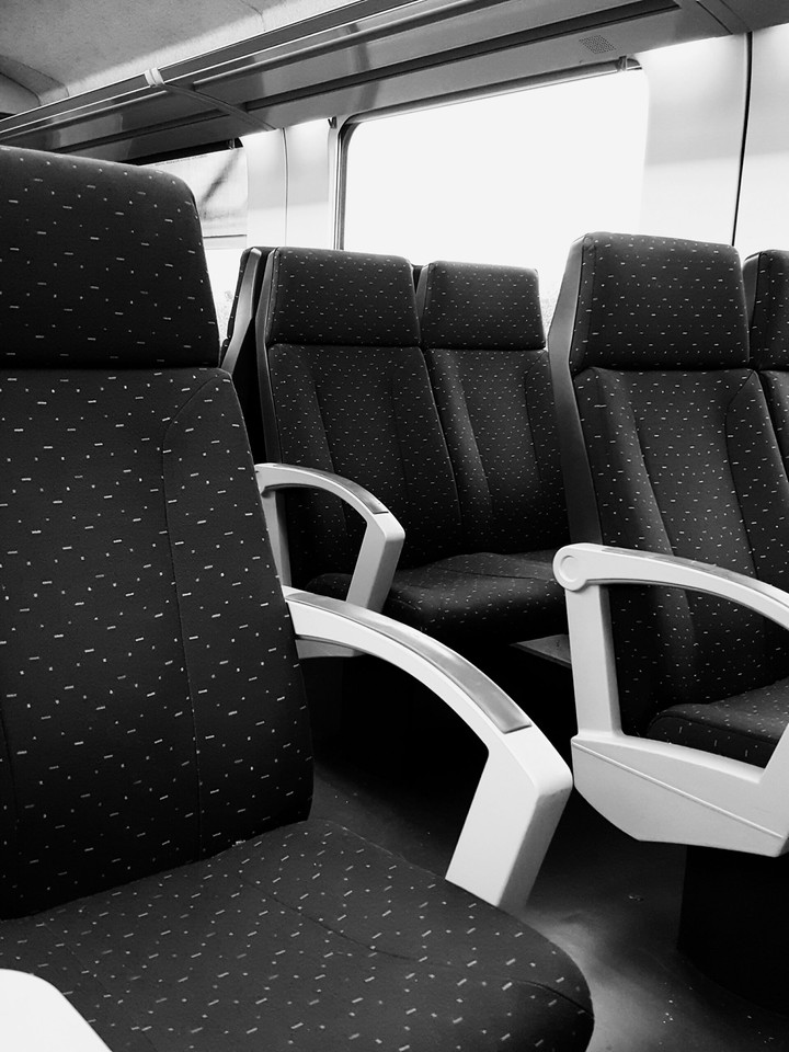 Alone on the train.