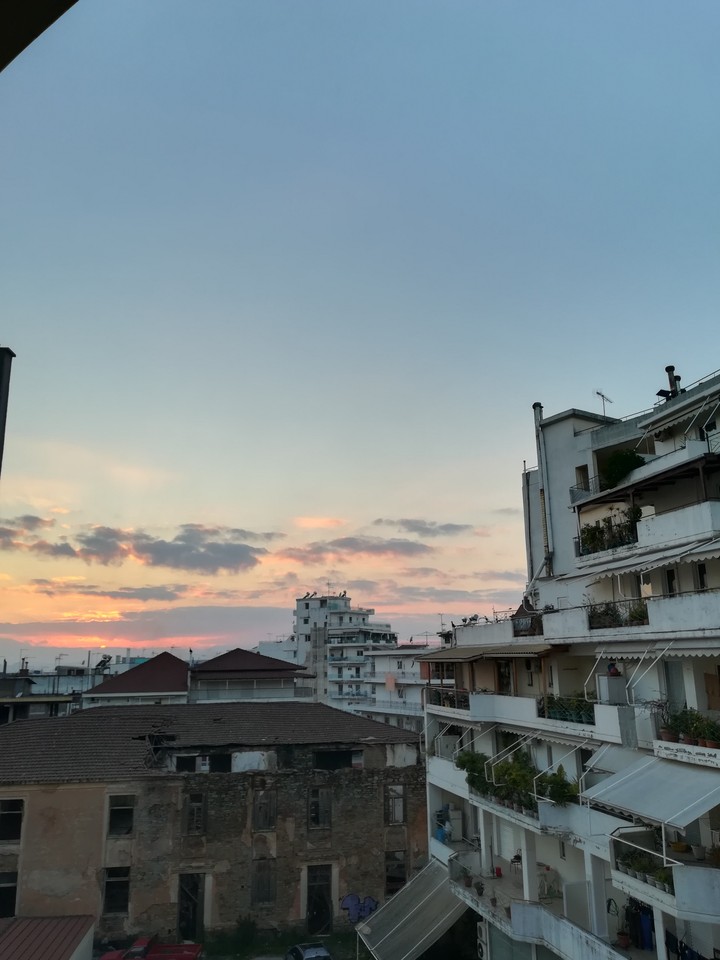 Sun, clouds, Block of flats 