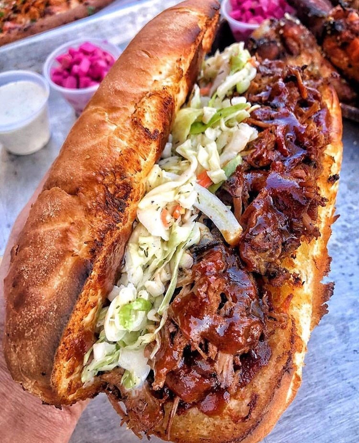 bbq brisket coleslaw sandwich