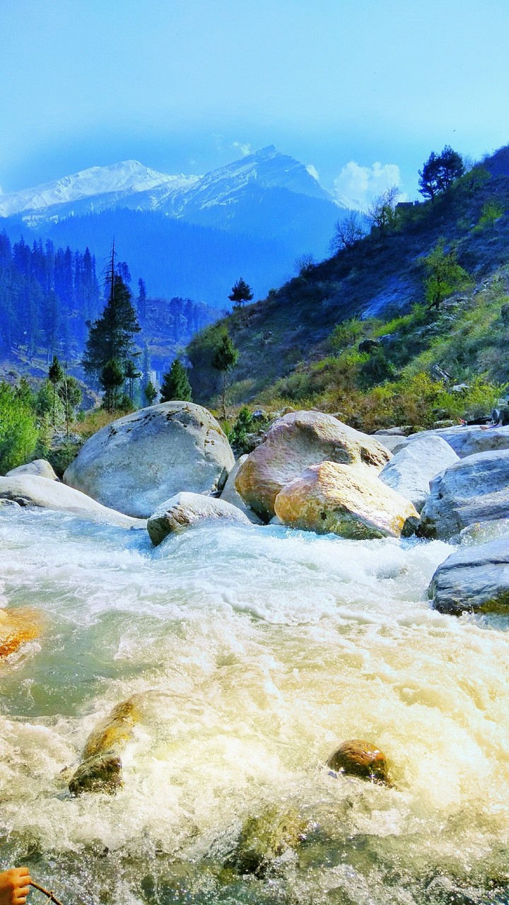 Parvati River near Barshaini at Kasol in Himachal Pradesh