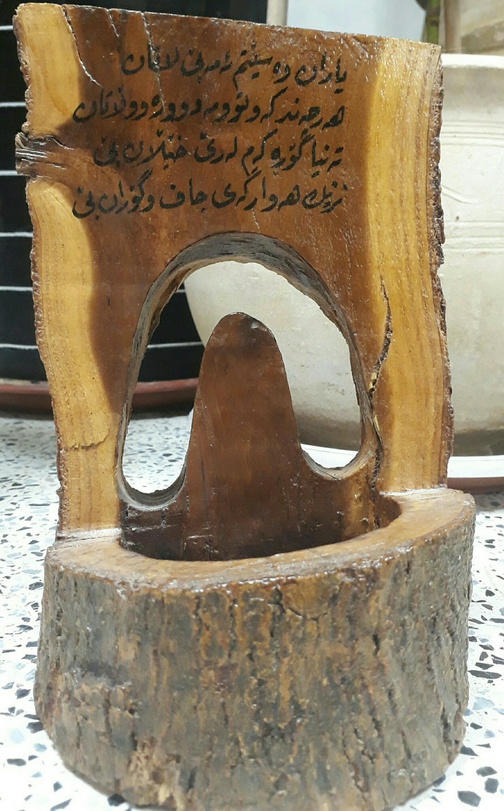 #hand #made #writtenon#kurdish #poem #candle #wood #plate