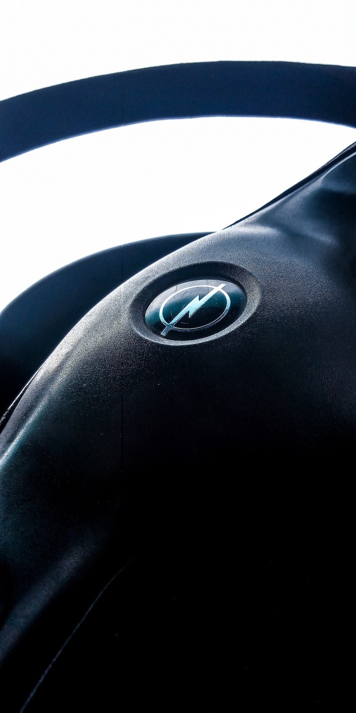 Steering wheel of car.
