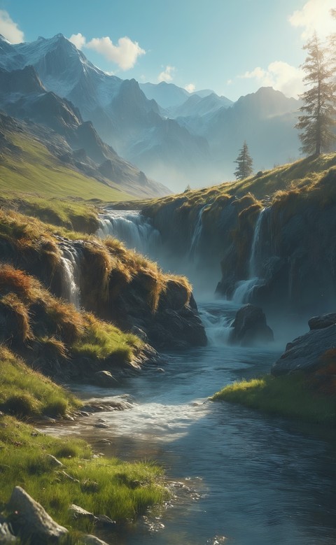 fonds d'écran watercourse, cloud