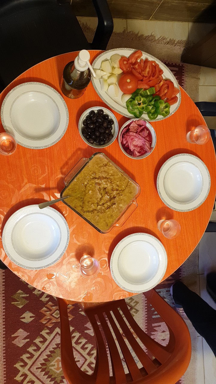 Lebanese traditional breakfast, beans&organic olive oil