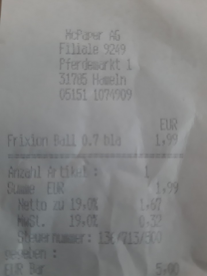 frixion Pilot blau