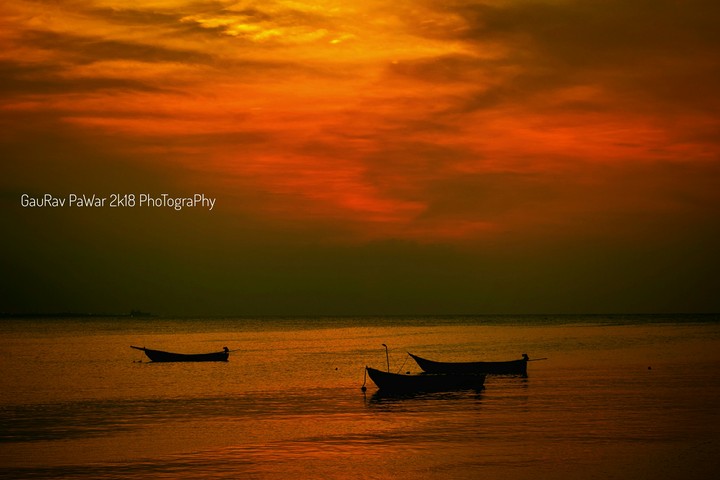 Sunset at Kanyakumari Triveni Sangam
