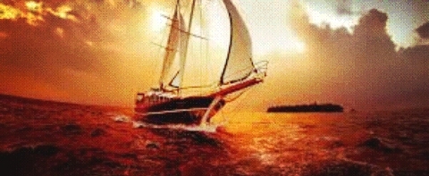 boat at sunset