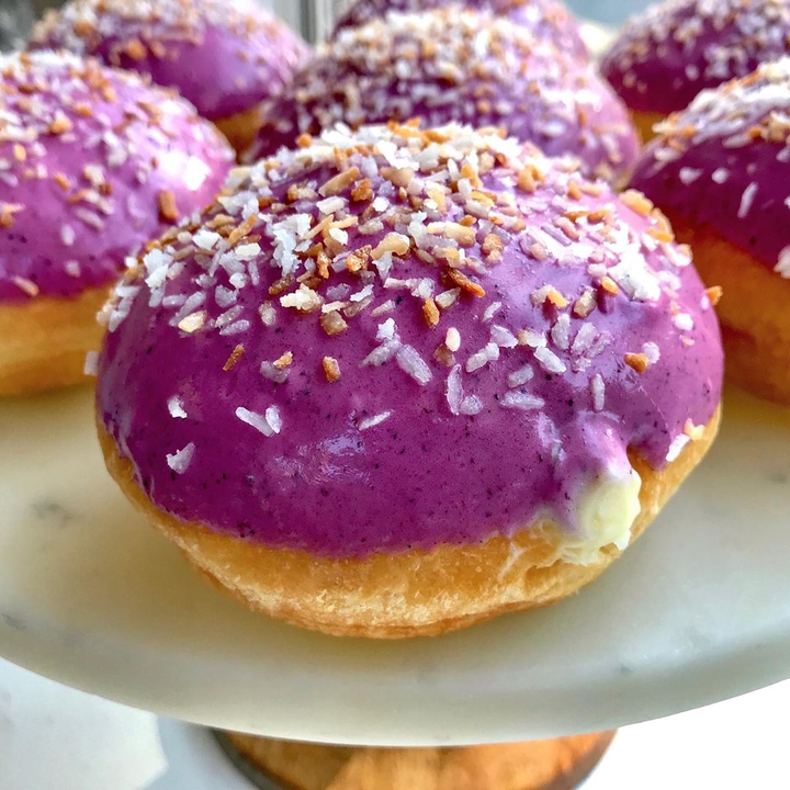Blueberry coconut cream doughnut