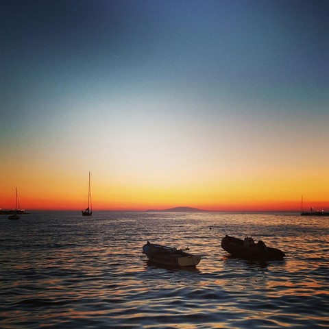 sunset and boats