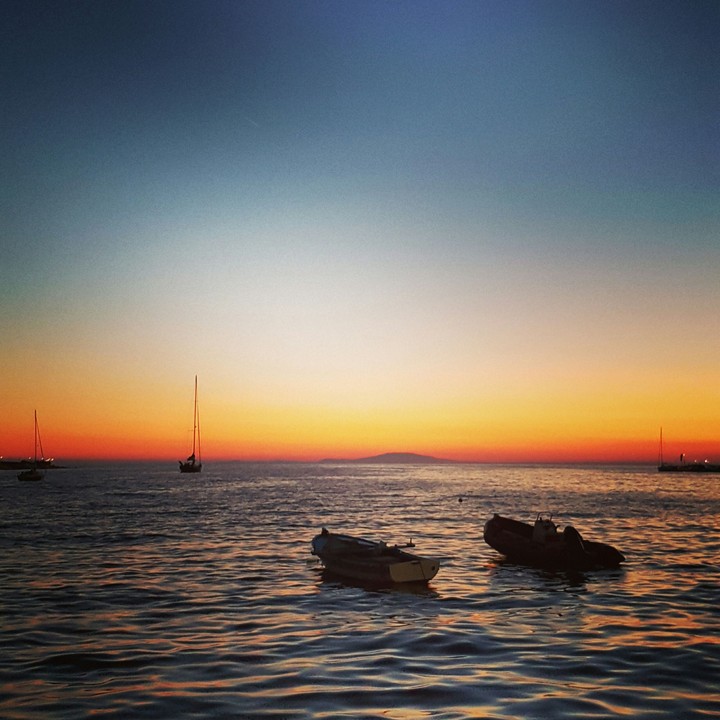 sunset and boats