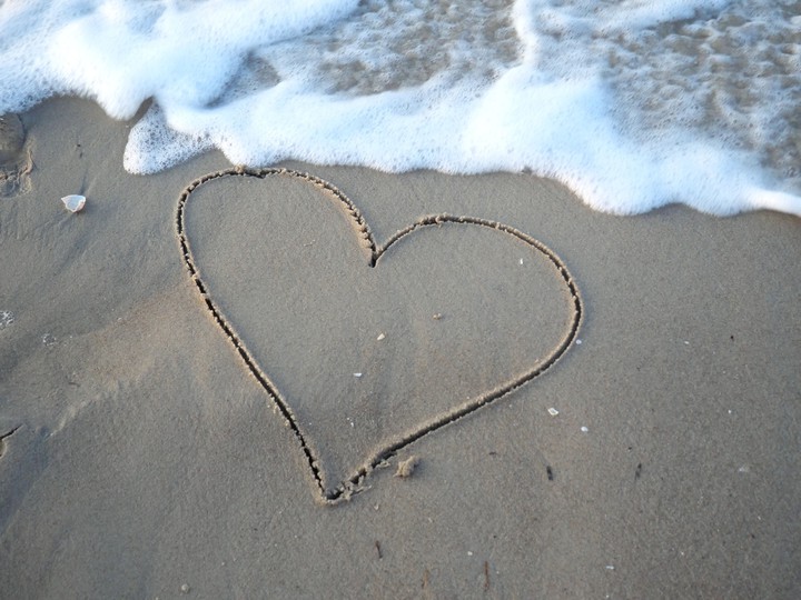 Herz, Strand, Wellen, Sand, Wasser, Meer